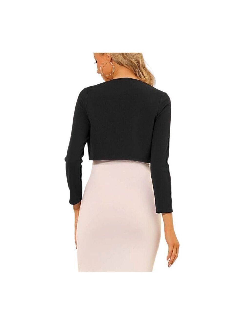 Allegra K Long Sleeve Open Crop Top XL - Picture 2 of 5